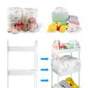 Volnamal Diaper Caddy Organizer, 3-Tier Movable Diaper Cart with Wheels, Newborn Essentials Must Haves, Diaper Caddy for Wipes & Diapers, Baby Registry Search - Plastic White