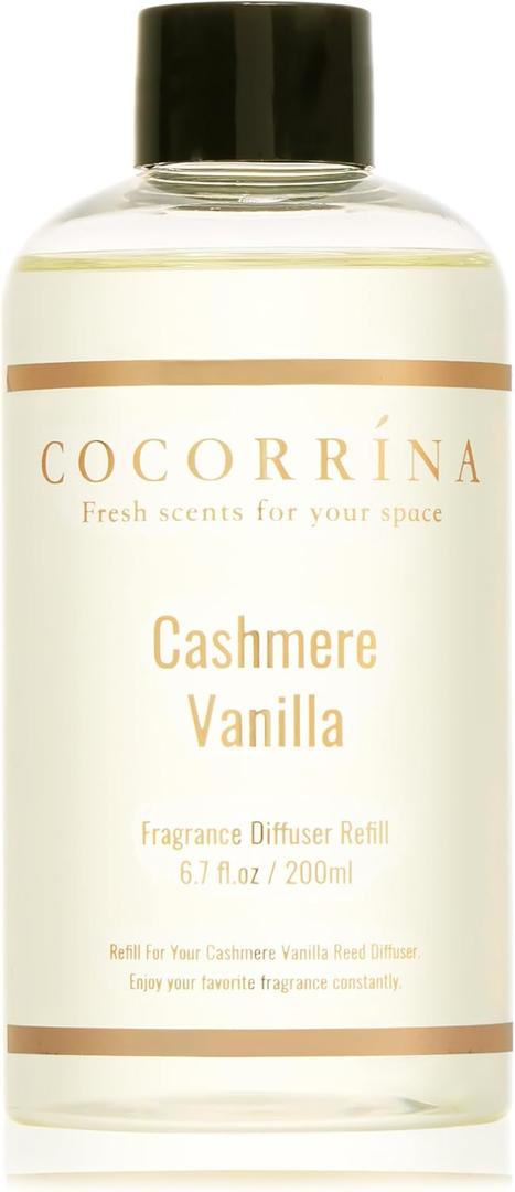 COCORRNA Reed Diffuser Refill - Cashmere Vanilla 6.7 Fl.oz Reed Diffuser Refill with 8 Sticks