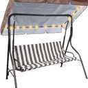 LED Lighted Porch Swing Canopy Replacement Waterproof LED Swing Canopy Top Cover 2-3 Seat Shade Awning Cover for Garden Outdoor Patio(65 x 45 Inch,Brown)