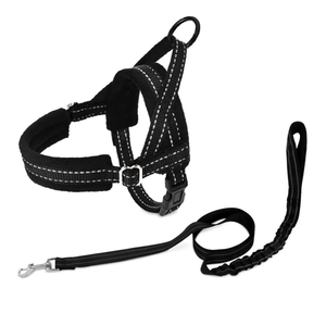 No Pull Small Dog Harness and Leash Set, Puppy Soft Vest Harness Neck & Chest Adjustable, Reflective Lightweight & Anti-Twist Pet Lead Combo for Small Medium Dogs (Black, M)