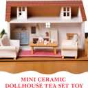 Zerodeko 3pcs Christmas Mini Tea Sets, Miniatures Dollhouse Ceramics Tea Cup Models Christmas Scene Ornaments Coffee Mug Decoration Miniature Dollhouse Accessories Set