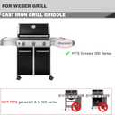 7566 Griddle Replacement Parts for Weber Genesis Griddle E-310 E-330 S-330 Grill Parts Weber Genesis 300 Series S-310 EP-310 E-320 S-320 EP-330 Cast Iron Flat Top Replacement Half Cooking Grates Plate