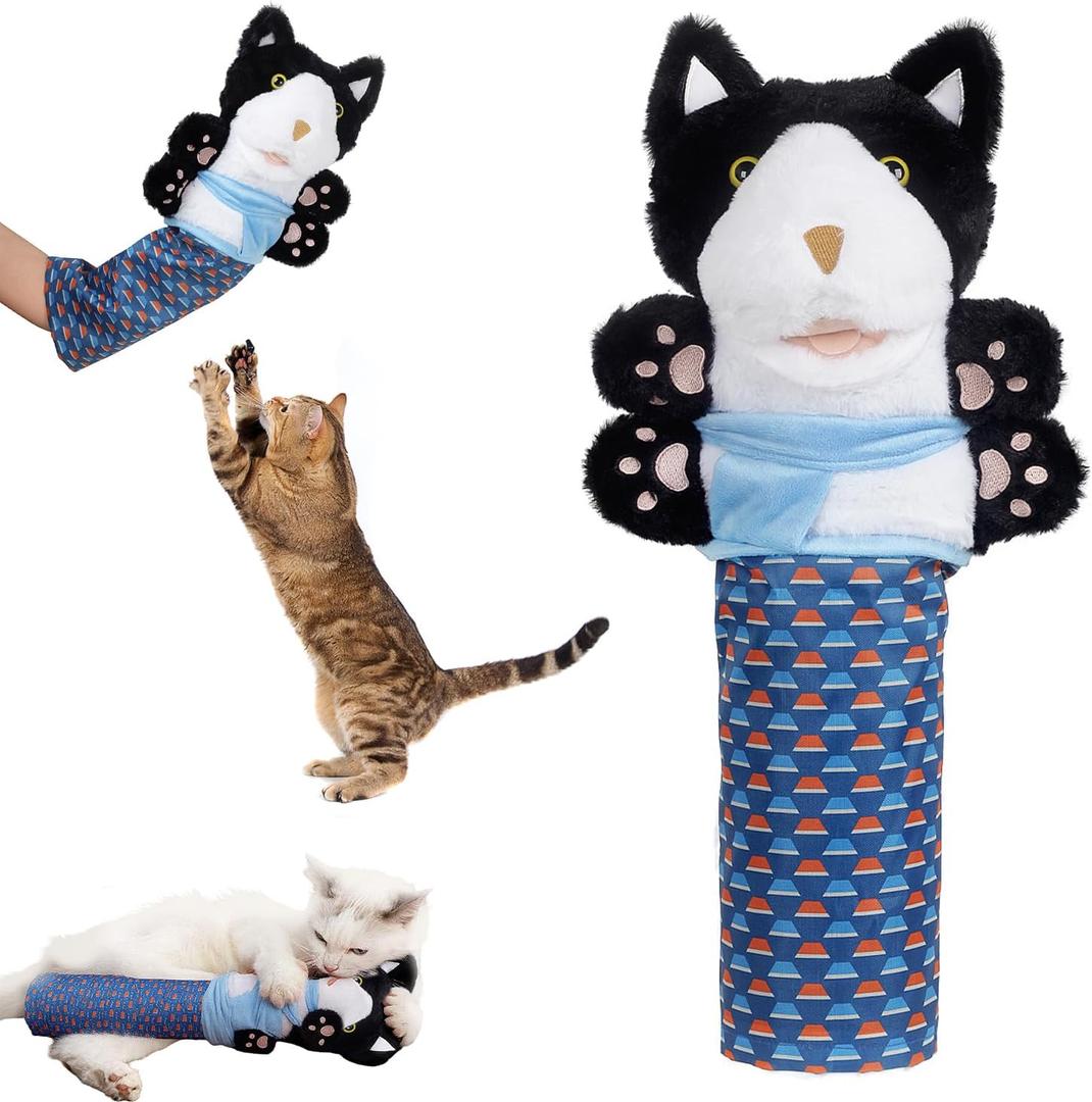 Cat Toys, Cat Wrestler, Cat Wrestling Karate Kitty Puppet, Hand Puppets with Tough Padding for Safe Play, Boredom Durable Plush Stuffed Animal Toy for Cats