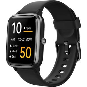Fitness Tracker Fitness Watches for Women Men (Make/Answer Calls), 1.85" Smart Watch for iPhone/Android Phones, Heart Rate/Sleep Monitor Steps Tracker Watch Pedometer IP68 Waterproof (Dark Black)