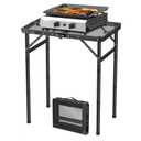 FUNYKICH Folding Grill Table for Outside, 3 Height Adjustable Portable Camping Tables, Lightweight Metal Aluminum Outdoor Table with Portable Handle for Camping, Picnic, BBQ, 23''x16'', Black