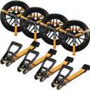 4 Pack Ratchet Car Tie Down Strap with Flat Hooks 2" x 126' Heavy Duty 10,000lbs Min Break Strength Tire Straps for Truck & Trailer by KODIAK STRAPS