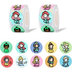 Cute Pixel Princess Dot Stickers Roll(2 x 500 pcs)