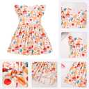 First Day of School Outfits for Girls Toddler Back to School Dress Kindergarten Pencil School Bus Print Summer Sundress (5-6 Years, Beige)
