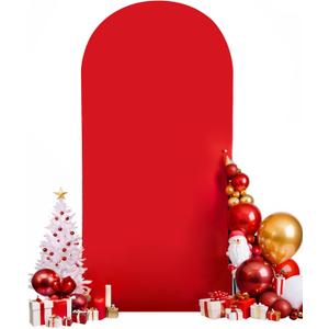 HEMMOTOP Red Arch Cover 7.2 ft, Spandex Wedding Balloon Stretchy Arch Backdrop for Photo, Circle Top Chiara Stand Covers for Party Ceremony Birthday Baby Shower Anniversary Decoration