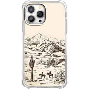Vintage Cowboy Case for iPhone 13 Pro Max,Abstract Wild West Landscape Pattern,Cool Trendy Soft TPU Case Compatible with iPhone 13 Pro Max Clear