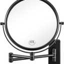 Wall Mounted Makeup Mirror - 1X/10X Magnifying Mirror for Wall, 8 Inch Double Sided 360° Swivel Extendable Bathroom Mirror for Shaving, Black