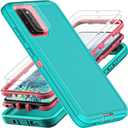 for Samsung Galaxy S20 Plus Case, Military Grade Shockproof/Drop Proof/Dust Proof Case with 2Pcs Self Healing Flexible TPU Screen Protector & Camera Lens Protector (Aqua Blue/Pink)