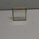 Double Glass Frame for Pressed Flowers Handmade, Tabletop Photo Frame for Floating Picture and Flower Press, Simple, Metal Geometric, Square, Gold, 4x4 Inches (4L" x 4W")