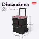 Stack N Roll 4-Piece Rolling Tool Storage System Includes Large Rolling Tool Box, 2-Drawer Tool Box & 2 Tray Organizers | Modular Stackable Tool Storage with Wheels for Garage & Workshop