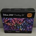 Nicpro 158PCS Deluxe Art Painting Kit with Metal and Solid Beech Wood Easel, Acrylic, Oil & Watercolor Paint Set, Paint Brushes, Canvas, Palette, Paper Pad, Professional Art Set for Adults Artist