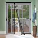 Reversible Left Right Side Opening Magnetic Screen Door for 72 x 96 in French Door, Screen Itself Size: 74" x 97", Glass Sliding Door Heavy Duty Screen Door Mesh Curtain for Front Patio Or Large Door (Polyester-Black)