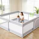 Fodoss Baby Playpen, Upgrade Playpen for Babies and Toddlers, 47x47inch Grey Play Pen for Babies with Hand Pulling Ring, Play Pen Center for Kids,Baby Fence,Kids Playards (4747in)