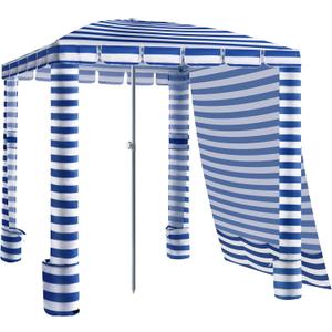 Umineux Beach Cabana - 6FT Beach Canopy with Side Wall, Easy Setup Beach Tent Sun Shelter, Waterproof Tent - Portable Shade for Whole Family (Navy Stripes)