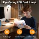 15W LED Desk Lamp with USB Charging Ports Dimmable Table Lamp with 3 Color Temps, 5 Brightness, 4 Timers, Flexible Gooseneck Light with Base, Eye-Caring Reading Light for Home Office, Bedroom, Study