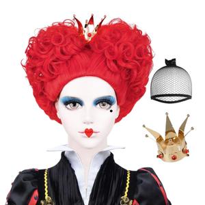 LABEAUTÉ Heart of Queen Wig with Crown Costume Girls Women Two Buns Heat Resistant Synthetic Hair for Halloween Christmas Party