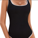 BMJL Women's One Piece Swimsuit Sports Adjustable Strap Bathing Suit Color Block Ribbed High Cut Swimsuits L