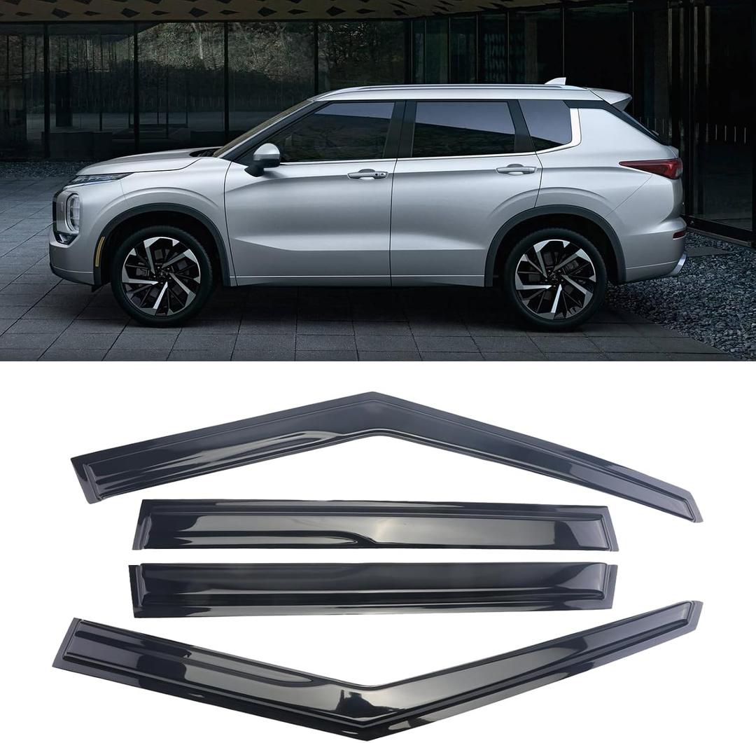 Black Outside Mount Window Rain Guards Compatible with 2022-2023 M-itsubishi Outlander,Durable Window Visor Deflectors