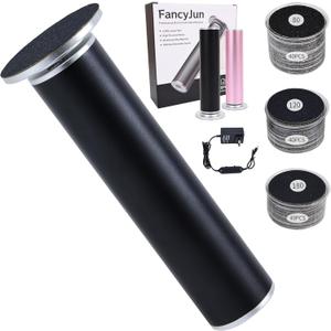 FancyJun Electric Foot Callus Remover with 120pcs Sandpaper Discs(3 Sizes), Professional 800RPM Aluminum 4.8 Inches Callus Remover for Feet, Stepless Speed Control for Dead Skin (Black)