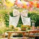 Wavwavw Big Floral Bow Giant Mesh Wildflower Bow Wall Decorations Spring Summer Birthday Party Decor Ribbon Hanging Tiebow Decor for Baby Shower Wedding Bridal Bachelorette Supplies