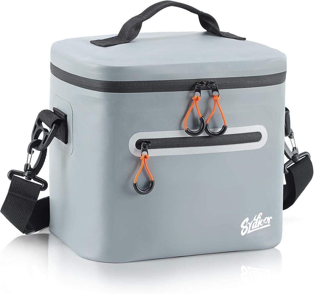 Soft-Sided Cooler Bag, 7/16/30 Can Portable Ice Chest Box, Waterproof, Leak-Proof, Insulated Cooler for Lunch, Beach, Drink, Beverage, Travel, Camping, Picnic (Gray)