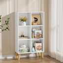 6 Cube Storage Organizer with Legs, 3 Tier Cube Low Bookcase Freestanding Storage Display Organizer for Home Office, Three-Cubes Open Shelf Short Bookshelf (White, 6 Cube Vertical)