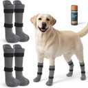 LOOBANI Outdoor Dog Socks Boots to Prevent Licking Paws, Dog Socks for Winter Hot Pavement, Dog Booties for Large Senior Dogs, Dog Boots & Paw Protectors with Straps (Gray, L)