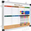 Marsrock Weekly Dry Erase Board and Cork Board Combo for Wall, 17"x13" Reversible Hanging Dry Erase Board, Double Sided White Board with Aluminum Frame for Planning, Office, Kitchen, School, Home