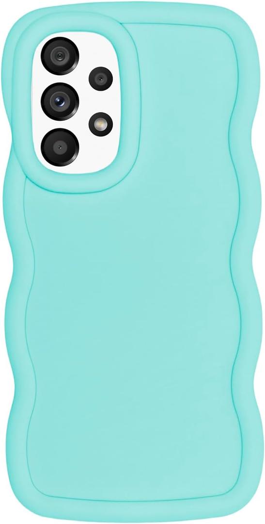 Slim Fit Case for Samsung Galaxy A13 5G /A13 4G /A04S /A13 LTE 4G, Wave Frame, Cute Soft TPU Thin Protective Phone Cover for Women, Light Cyan (Mint)