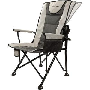REALEAD Heated Camping Chair - Fully Padded Camp Chairs for Outdoor Sports - Adjustable Heavy Duty Folding Chairs Supports 400 lbs (Grey)