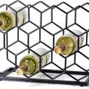 Countertop Wine Rack - 14 Bottle Freestanding Modern Gold Metal Small Wine Rack - Tabletop Wine Holder Stand for Cabinet, Pantry, Wine Bottle Storage (Black)