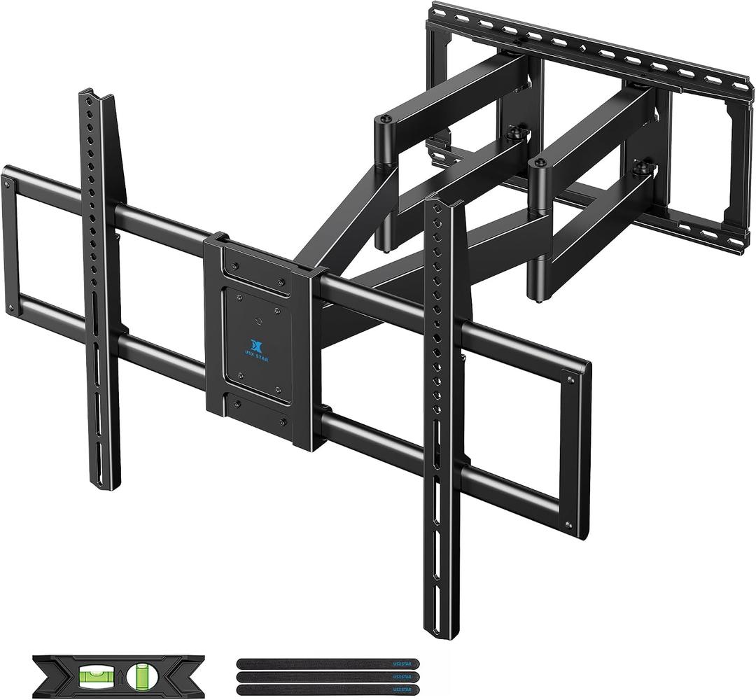 USX STAR 85 98 100 120 inch UL Listed Heavy Duty Full Motion TV Wall Mount for 60-120 inch Large TVs, Holds 220lbs, Max VESA 900x600mm, 28" Articulating Arms Extension, Swivel & Tilt, Fit 24" Studs