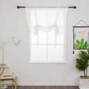 vctops Solid Color Sheer Voile Window Curtains Light Filtering Tie Up Shade Adjustable Balloon Drapes Treatment for Small Window,1 Panel (24" x 47",White)