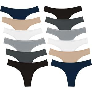 Sunm Boutique Cotton Thongs for Women, No Show Underwear for Women Pack, Sexy Low Rise Ladies Panties (12 Pack - Black*2/Navy Blue*2/Nude*2/White*2/Light Gray*2/Dark Grey*2, XL) Sunm Boutique Cotton Thongs for Women, No Show Underwear for Women Pack, Sexy Low Rise Ladies Panties (12 Pack - Black*2/Navy Blue*2/Nude*2/White*2/Light Gray*2/Dark Grey*2, XL)