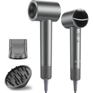 Hair Dryer, High-Speed Ionic Quiet Blow Dryer with 160,000 RPM Brushless Motor for Fast Drying, Low Noise Thermo-Control Compact Professional Dryers with Magnetic Diffuser & Nozzle for All Hair Types