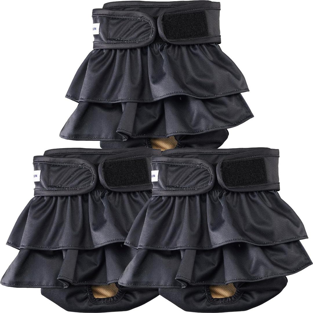 Reusable Dog Diapers Female Medium Washable, Premium Doggie Diaper for Dogs, Pack of 3, Highly Absorbent Dog Diaper for Heat, Incontinence and Puppy Training (M, Black)