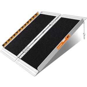 FACHNUO 3 Feet Portable Wheelchair Ramp, Non-Skid Aluminum Handicap Ramps with Handle, Folding Threshold Wheel Chair Ramp for Home Steps, Stairs, Entry, Threshold, Curbs, Stairs, 800LBS Capacity