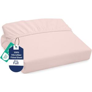 Royale Linens Fitted Sheet Full - Ultra Soft 1800 Brushed Microfiber - Hotel Luxury Bottom Sheets - Wrinkle Free & Fade Resistant - Deep Pocket Fitted Sheet Only (Full, Pink)