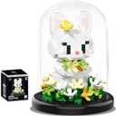 Artificial Flower Animal Building Set for Adults,Mini Rabbit Plant Bonsai Tree,Botanical Collection Gift for Kids,Office Home Decor Building Block,Birthday Gift for Girls Women(Osmanthus)