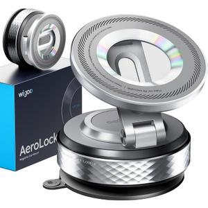 Wigoo Vacuum Magnetic Phone Holder for Car for Magsafe [80LBS Suction & 3000gf Magnetic] 360 Adjustable Car Phone Mount, for iPhone 17 Pro Max 16 15 14 13 12 Air Plus, Silver