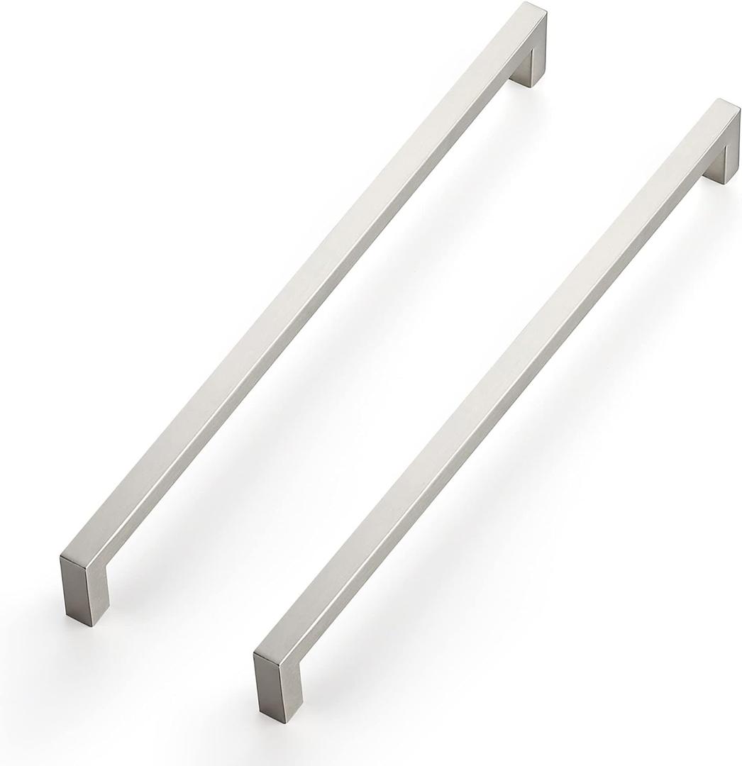 Ravinte 3 Pack Square Cabinet Handles - Satin & Brushed Nickel Drawer Pulls - 12-3/5 Inch Kitchen Cabinet Hardware