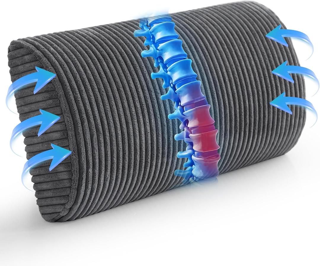 HIGOGOGO Lumbar Support Pillow for Recliner Chair/Accent Chair/Couch, Memory Foam Back Support Cushion for Elderly, Recliner Cushions for Back Rest, Pain Relief, Reading, Washable Cover, Dark Grey