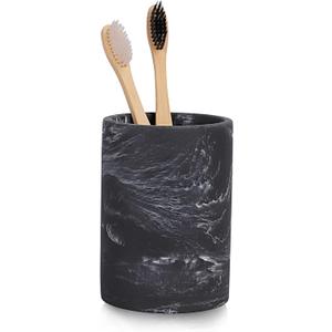 zccz Toothbrush Holder for Bathroom Marble Look, Electric Toothbrush and Toothpaste Holder, Organizer Makeup Brush and Razor, Black Marble Look Toothbrush Cup
