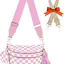 Bum Bags for Women Checkered Crossbody Bag Large Nylon Belt Purse Fanny Packs, Bonus with a Extra Strap