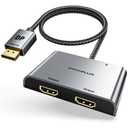SWITCHFLUX DisplayPort to Dual HDMI Adapter [4K@60Hz] DP to HDMI Splitter 1 in 2 Out Extended Display, DP Male Source Converter for Dual Monitors Compatible with PC,Graphic Card and More