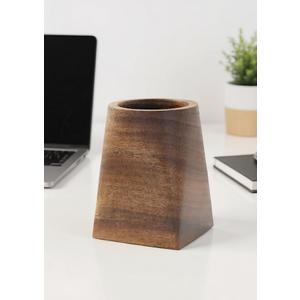 Solid Black Walnut Pen Cup Holder, 3x3x4.7in | Durable Whole Piece Wooden Desktop Organizer for Pens & Pencils, Ideal Office Desk Supplies for Home and Workplace